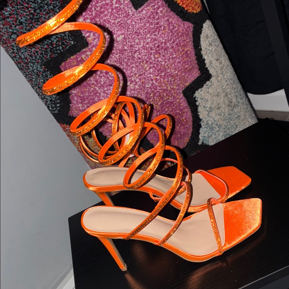 Nordstrom Vibrant Orange Strappy Heels